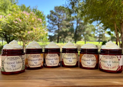 Domoria Organics 100% Grass-Fed Tallow Trio Balm Gift Set - Herb-Infused Chamomile & Calendula Moisturizer for Men, Women, Psoriasis, Eczema, Dry Sensitive Skin, 3 pack