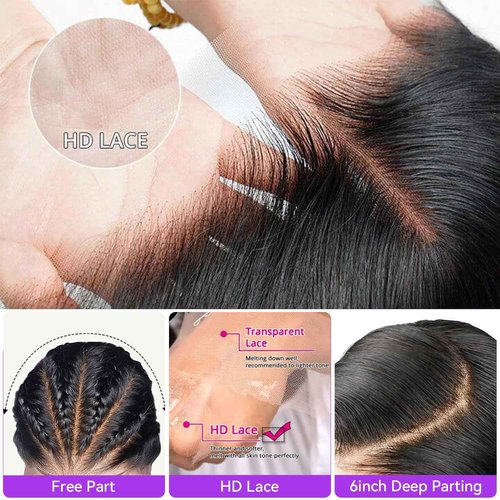 Dochuman 30inch Body Wave Lace Front Wigs Human Hair 13x6 Hd Lace Frontal Wigs Human Hair Pre Plucked Wig For Women Natural Black Wig 180 Density