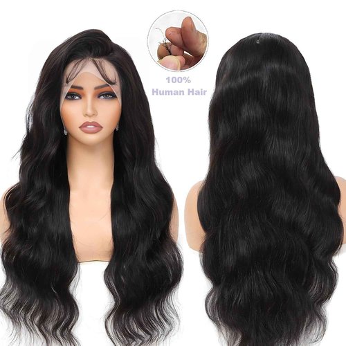PINKEAGLE 30 Inch 13x6 Lace Front Wigs Human Hair 200% Density Body Wave HD Lace Front Wigs Human Hair Pre Plucked Glueless 13x6 Full Frontal Wig for Women Natural Black