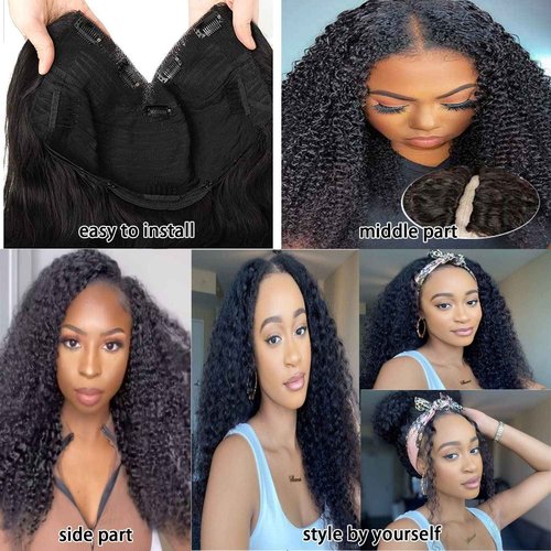 Ainmeys Curly V Part Wigs Kinky curly V Shape Wigs for Black Women No Leave Out Upgrade U Part Wigs Glueless Full Head Clip In Half Wigs(18IN 180%Density)