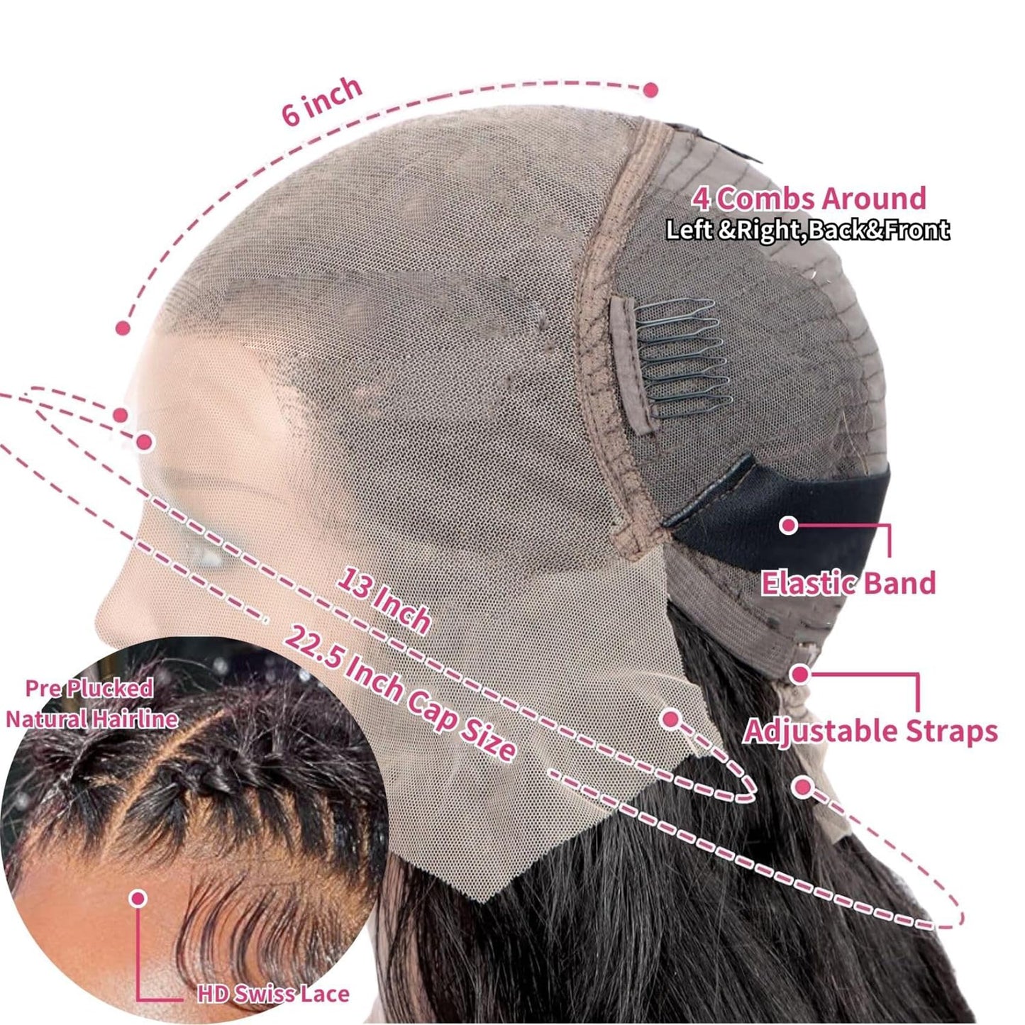 13x6 Body Lace Front Wigs Human Hair 200% Density HD Transparent Lace 100% Real Human Hair Body Wave Frontal Wig Pre Plucked Glueless Wigs with Baby Hair for Women 20 Inch Body Wave Wig Natural Color