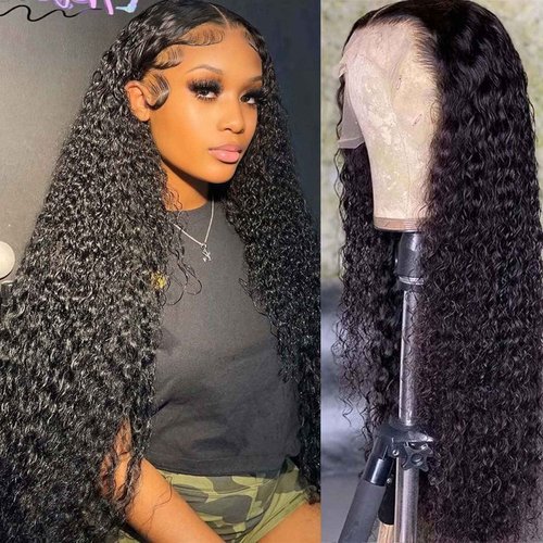 Filrku Water Wave Lace Front Wigs 13x4 HD Trasparent Glueless Lace Frontal Wigs for Women Pre Plucked with Baby Hair 180 Density Wet and Wavy Wigs (26 inch)
