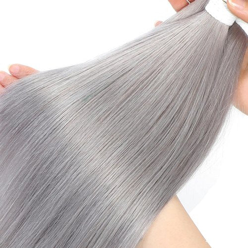 Condescension Brazilian Human Hair Bundles Sliver Grey 20 22 24 Inch Kinky Yaki Wave 3 Bundles Human Hair 100% Unprocessed Remy Brazilian Virgin Weave Hair Grey for Women