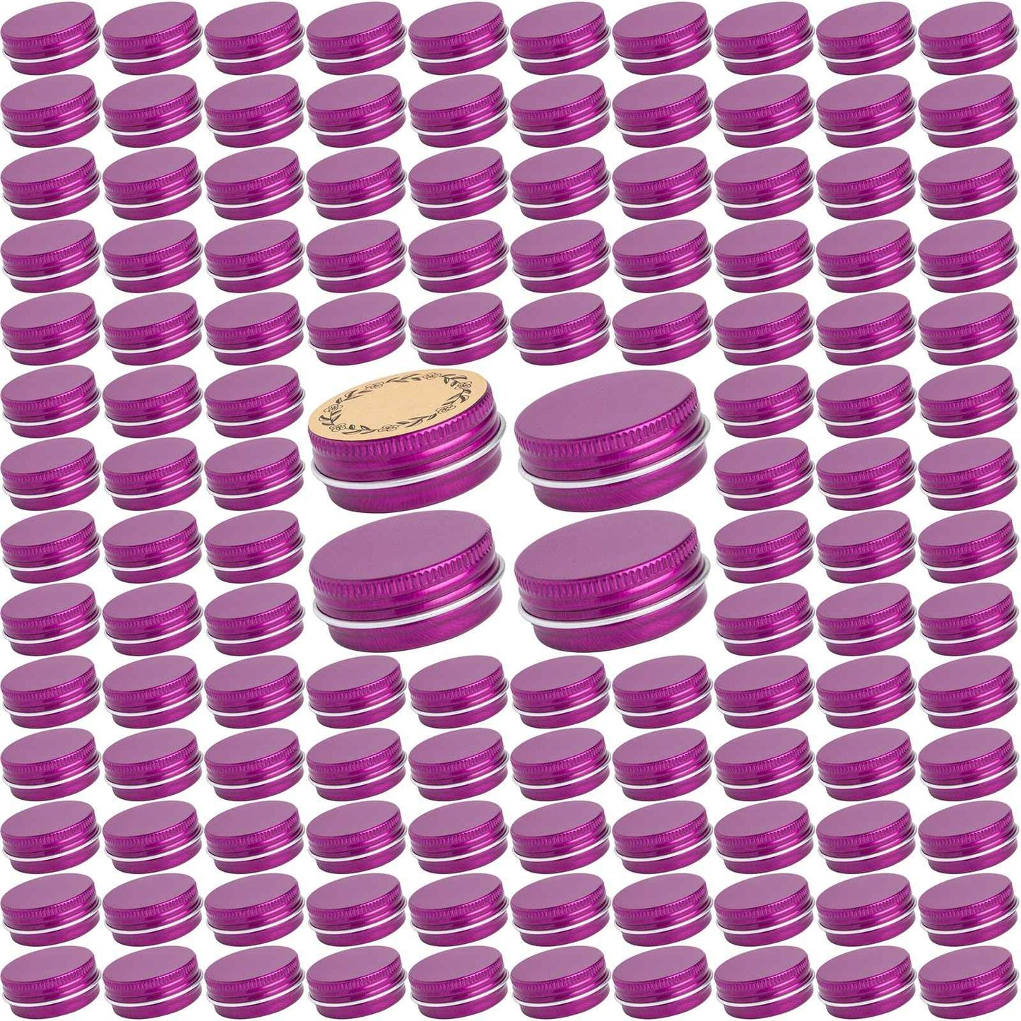 270pcs 0.5 oz / 15ml Bulk Packaging Screw Top Aluminum Tin Jar with Screw Lid and Blank Labels (Purple)
