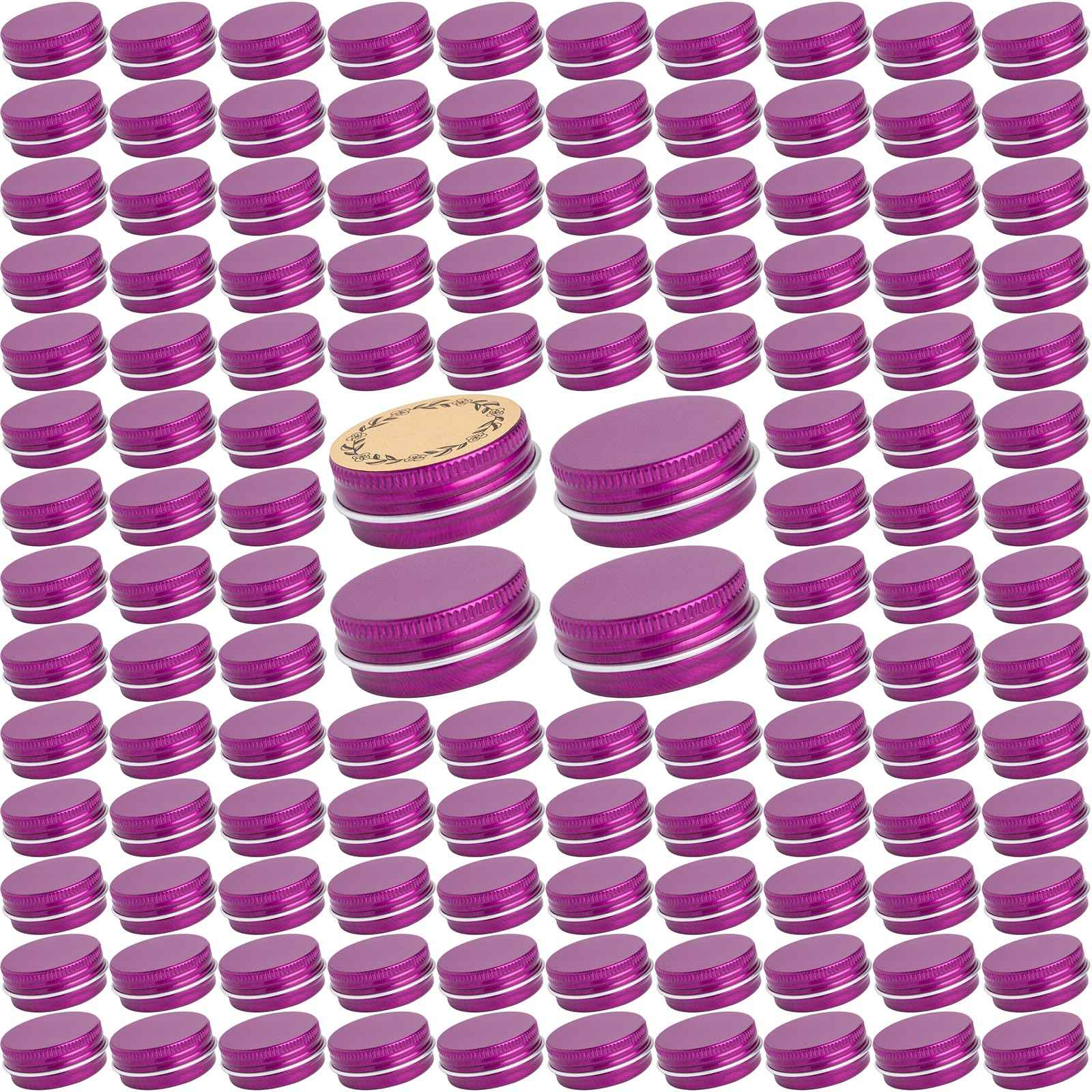 270pcs 0.5 oz / 15ml Bulk Packaging Screw Top Aluminum Tin Jar with Screw Lid and Blank Labels (Purple)