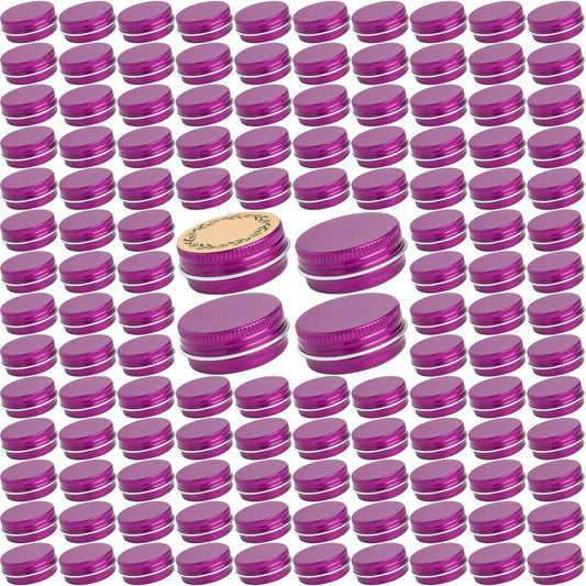 270pcs 0.5 oz / 15ml Bulk Packaging Screw Top Aluminum Tin Jar with Screw Lid and Blank Labels (Purple)