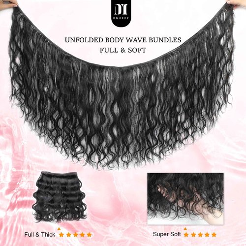 DMKEEP 12A Human Hair Bundles 30 Inch Body Wave Bundles Human Hair 100% Unprocessed Brazilian Raw Virgin Hair Single Bundle Quick Weave Human Hair Extensions Natural Color