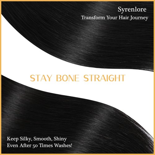Syrenlore Raw Vietnamese Bundles Human Hair 16 Inch Straight Sew In Thick Bundles Unprocessed Raw Vietnamese 100% Real Virgin Human Hair Bundles Quick Weave Single Bundle for Black Women