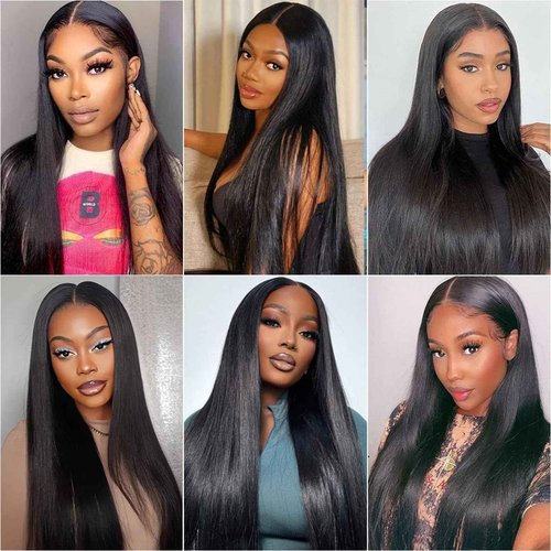 Straight Bundles Human Hair 18 20 22 24 Inch 100% Unprocessed Brazilian Virgin Hair 4 Bundles Human Hair Trippy Hair Weave Bundle Extension for Black Women Natural Color