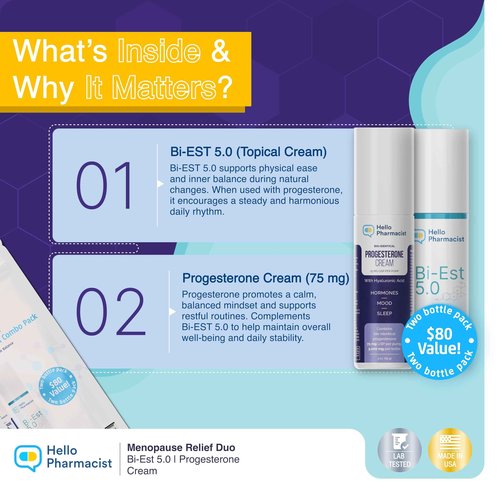 HelloPharmacist Biestro 5.0 BioIdentical Cream + Pro-g Relief Cream for Women | Pharmacist Formulated Brand |Topical Feminine Care Support Derived from Wild Yam for Balance & Wellness | 3oz + 3oz