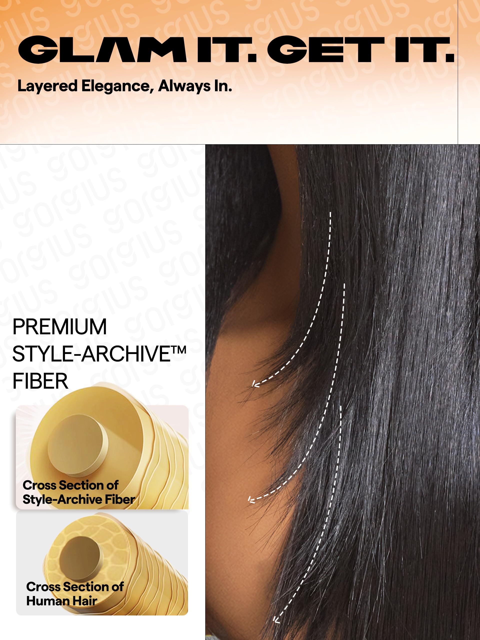 GORGIUS Black Straight Lace Front Wigs Pre Cut Glueless Layered Wig Middle Part Synthetic Frontal Wig with Natural Hairline 24 Inch