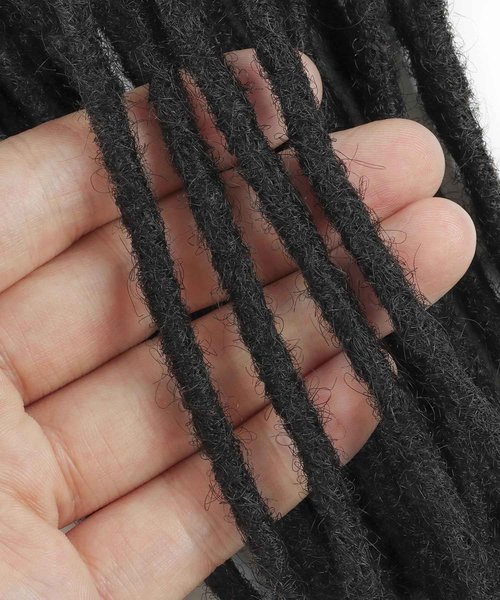 Cypsin 10inch 60 Strands 100% Human Hair Loc Extensions, 0.6cm Width Full Handmade Dreadlock Extensions Human Hair for Men Women Kids, Permanent Dread Extensions Can Be Dyed Bleached Curled(Natural Black)