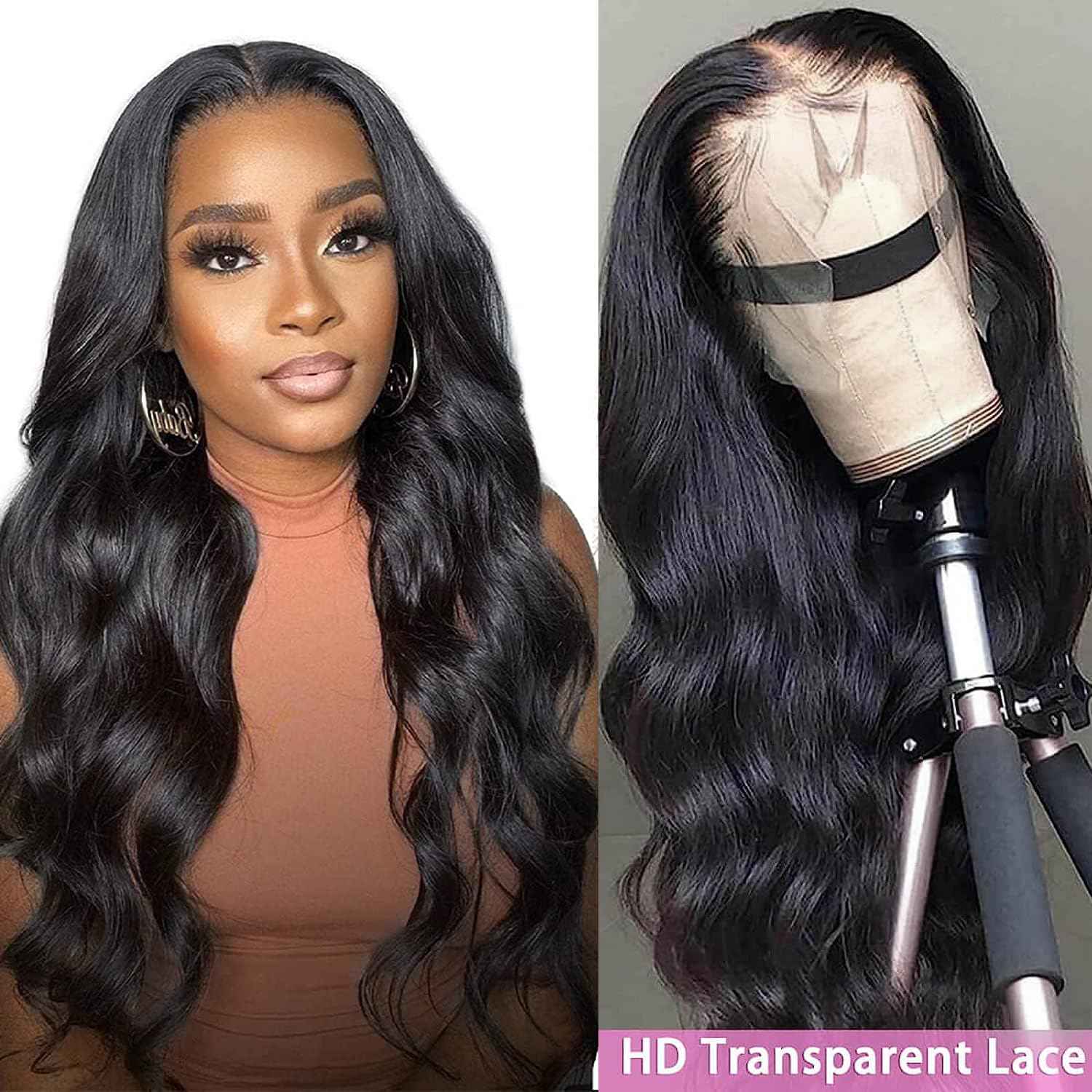 28 Inch Full Lace Front Wigs Human Hair Body Wave HD Lace Frontal Wig 180% Density Glueless Human Hair Wigs for Black Women 13x4 Lace Front Wigs Human Hair Pre Plucked Body Wave Wig Human Hair