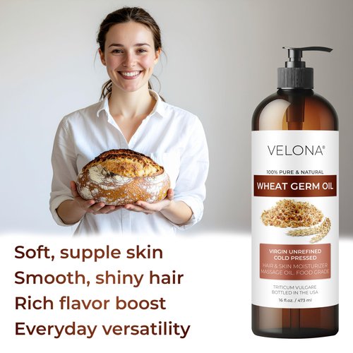 velona Wheat Germ Oil USP Grade 1 Gallon / 128 Fl Oz | 100% Pure and Natural Carrier Oil | Unrefined, Cold Pressed | Cooking, Face, Hair, Body & Skin Care | Use Today - Enjoy Result