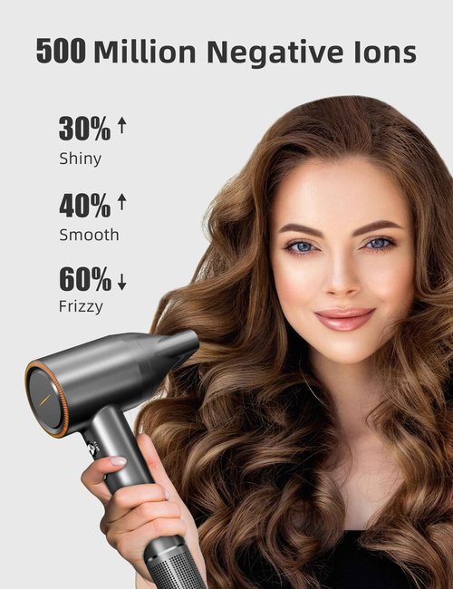 Fezax Negative Ionic High-Speed Hair Dryer with 11,0000 RPM Brushless Motor for Fast Drying, Professional Blow Dryer with Diffuser and Nozzle, Low Noise Hairdryer for Salon Home Travel