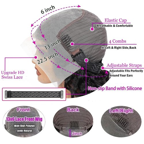 VOLLIUKE 13x6 Deep Wave Lace Front Wigs Human Hair 22 Inch 200% Density Deep Curly Hd Lace Frontal Wig 13x6 Glueless Hd Lace Front Wigs Human Hair Pre Plucked Natural Black