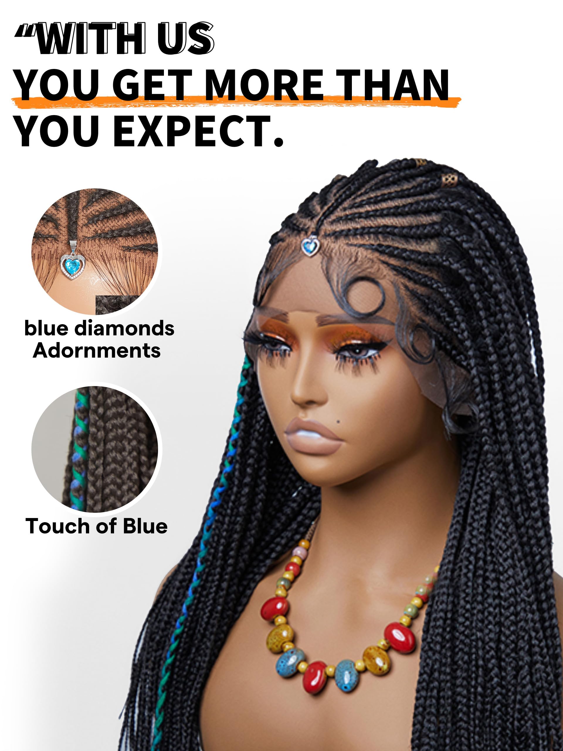 GORGIUS Braided Lace Front Wigs Pre Plucked Knotless Box Braid Wig with Baby Hair Pre Braided Glueless Synthetic Cornrown Wig For Women