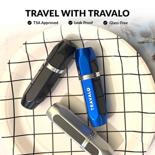 Travalo Vector Travel Perfume Atomizer with U-Change System - Leak-Proof and TSA Approved for Air Travel - Stylish Mini Perfume Refillable Bottle with Case - Silver 0.17oz