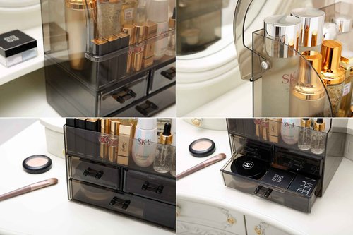 MOOCHI Professional Large Cosmetic Makeup Organizer Dust Water Proof Cosmetics Storage Display Case with Drawers