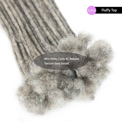 Salt and Pepper Loc Extensions Human Hair Grey and Black Locs 0.2cm 8inch 30 strands Gray & Black Handmade Dreadlock Extensions