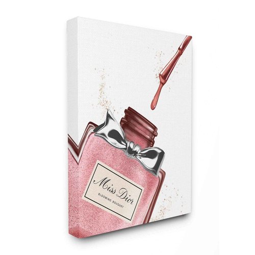 Stupell Industries Makeup Nail Polish Brush Pink Silver Drip Fashion Design Canvas Wall Art, Multi-Color