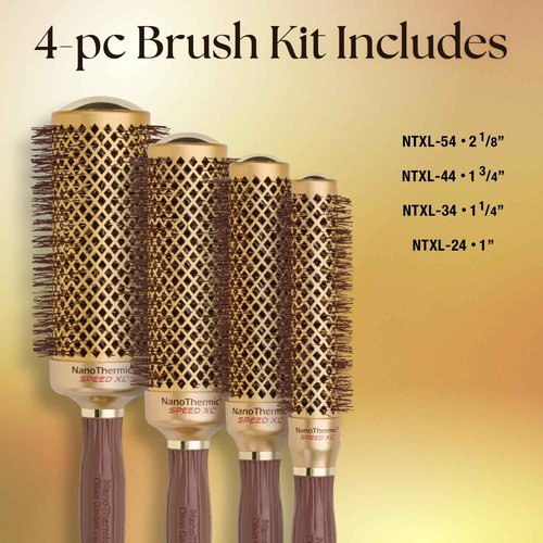 Olivia Garden NanoThermic Ceramic + Ion Speed XL Round Thermal Hair Brush - Not Electrical - Professional Blowout Brush for Normal to Thick Hair - NTXL-BOX01: XL54, XL44, XL34, XL24