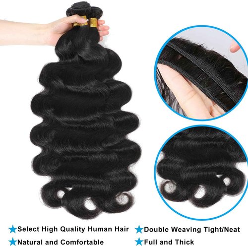 Natura Brazilian Body Wave 34 inch Unprocessed Remy Hair 12A Single Bundle (Black)