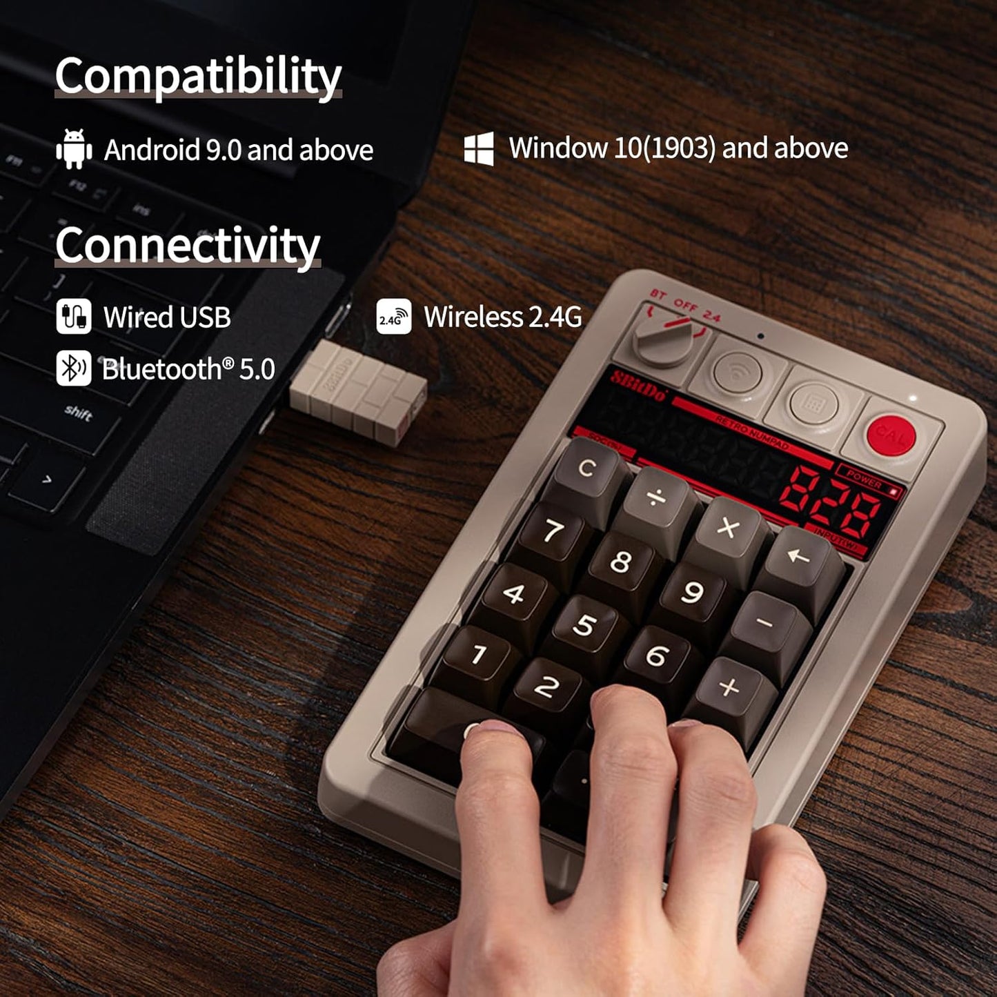 AKNES 8BitDo Retro 108 Mechanical Keyboard, Hot Swappable Gaming Keyboard with 108 Keys&Integrated Numpad, Dual Super Buttons, Bluetooth/2.4G/USB-C Keyboard for Windows & Android - N Edition