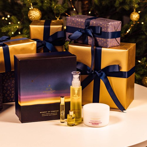 Aromatherapy Associates Moment of Comfort. Luxurious Gift Set Includes Inner Strength Bath and Shower Oil, Roller Ball, Body Oil, and Body Treatment (1 count)