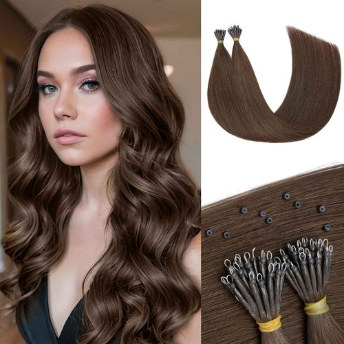 SEGO Pro 50pcs Nano Beads Hair Extensions Straight Nano Beads For Hair Pre-Bonded Seamless Nano Tip Real Human Hair，22Inch Dark Brown,50g
