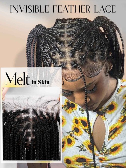 FANCEE Full Lace Braided Wig for Black Women 34 Inch Pre Plucked Knotless Squrare Part Box Braid Twist Locs Wig with Baby Hair