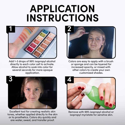 Narrative Cosmetics 12-Color Flesh Tone Alcohol-Activated Palette, Tattoo Cover, Highly Pigmented Professional SFX Makeup for Film, Theatre, TV