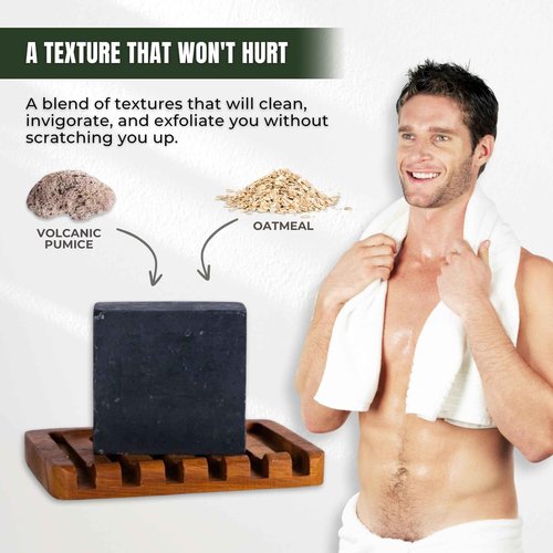 The Black Stuff All Natural Bar Soap for Men Handmade Cold Process Soaps with Organic Ingredients and Essential Oils - Mens Soap for Daily Use, Atlantic Pine Tar (5 Packs)