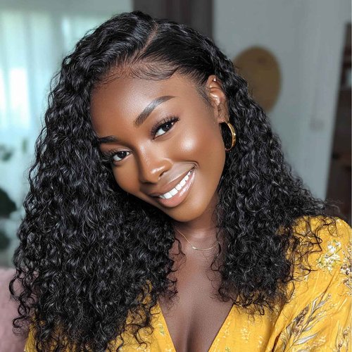 Kinkycurly Wig Human Hair 13x6 Lace Front Wigs Human Hair Afro Kinky Curly Wig 18 inch Pre Plucked 180% Density Black Jerry Curly Afro Kinky-Curly Natural Hairline Full Bouncy Thick Average Size