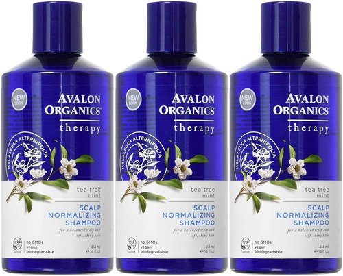 Avalon Organics Scalp Normalizing Shampoo, Tea Tree Mint Therapy 14 oz (Pack of 3)