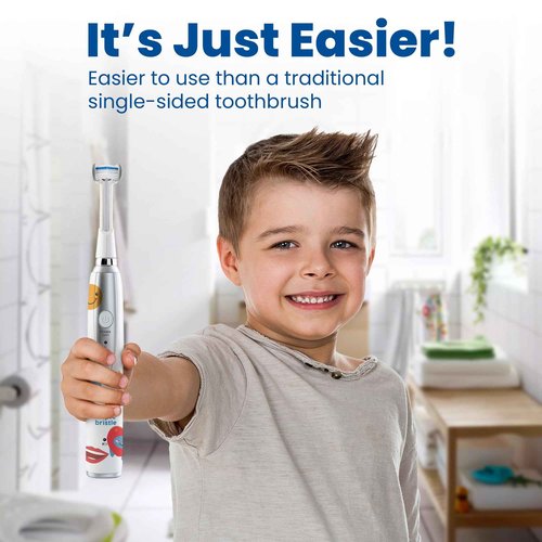 Triple Bristle Kids Sonic Toothbrush | 2 Pack | 3-Sided Brushing to Clean Teeth and Gums | Dentist Created & Approved | Fun Sticker Rewards | Rechargeable Toothbrush
