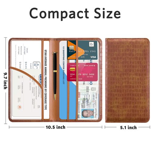 CoBak Car Registration and Insurance Holder - Vehicle Glove Box Car Organizer,Auto Truck Comparment Accessories Case with Magnetic Closure for Driver License,Cards