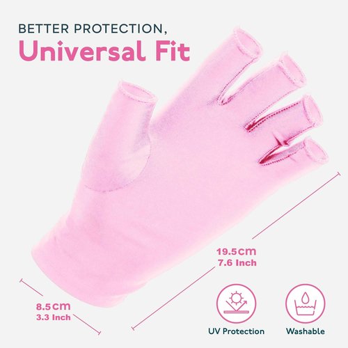 SUNUV SUN3 UV Nail Lamp, UV Gloves for Gel Manicures with UV Protection, Quick-Drying UV Light for Nails with Adjustable Settings Pink Gloves
