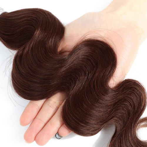 ALHER Chocolate Brown Body Wave Human Hair Bundles, 12A Color 4 Dark Brown Colored 3 Pack Bundles Sew In Weave Wavy, 100% Unprocessed Brazilian Virgin Remy Hair Soft Thick 10 12 14 Inch