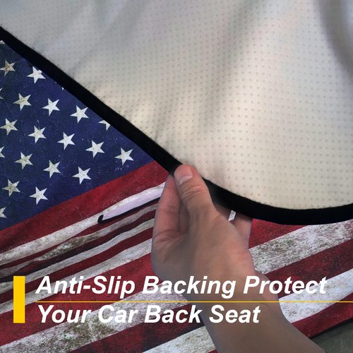 LoyaGour Back Seat Cover for Car Trucks Van SUV,Waterproof Rear Bench Towel Seat Covers for Dogs and Kids,Automotive Backseat Protector (American Flag)