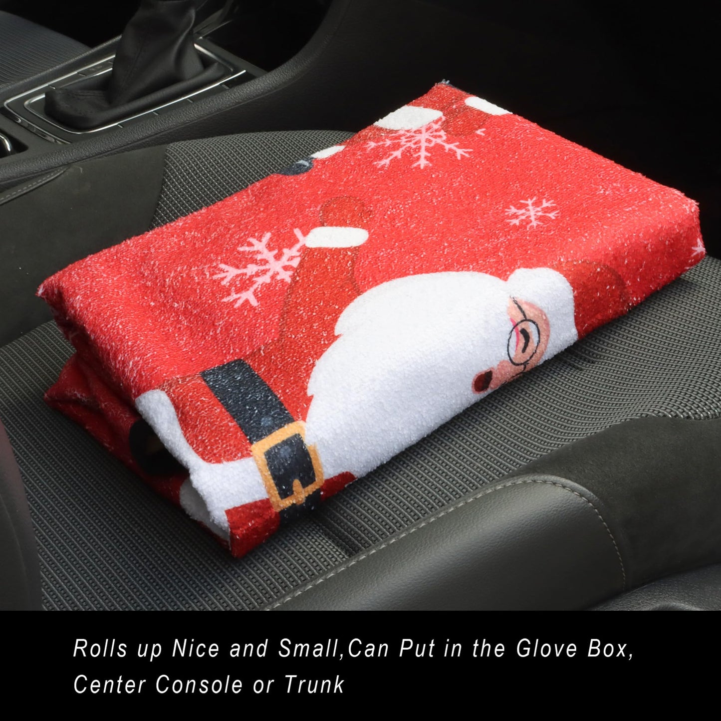LoyaGour Car Seat Cover Protector Front Seats,for Gym Workout,Running,Swimming,Beach and Hiking,Waterproof Sweat Towel Bucket Seat Covers for Cars SUV Trucks (Santa Claus, 1Pcs)