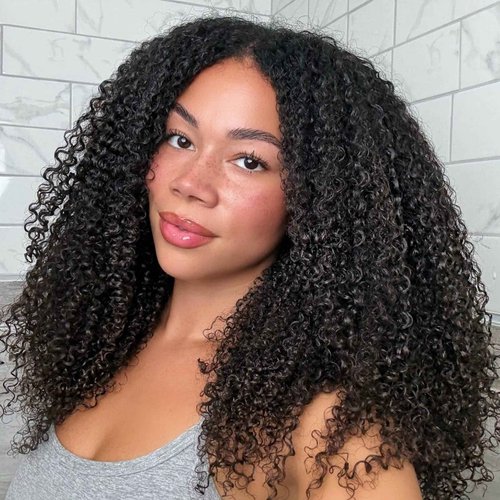 Rsshnlo Kinky Curly Half Wig Human Hair 200% Density 3 In 1 Glueless Wear and Go Kinky Curly Wig Human Hair Seamless Flip Over Wig Drawstring Headband Wig Beginner Friendly 18 Inch