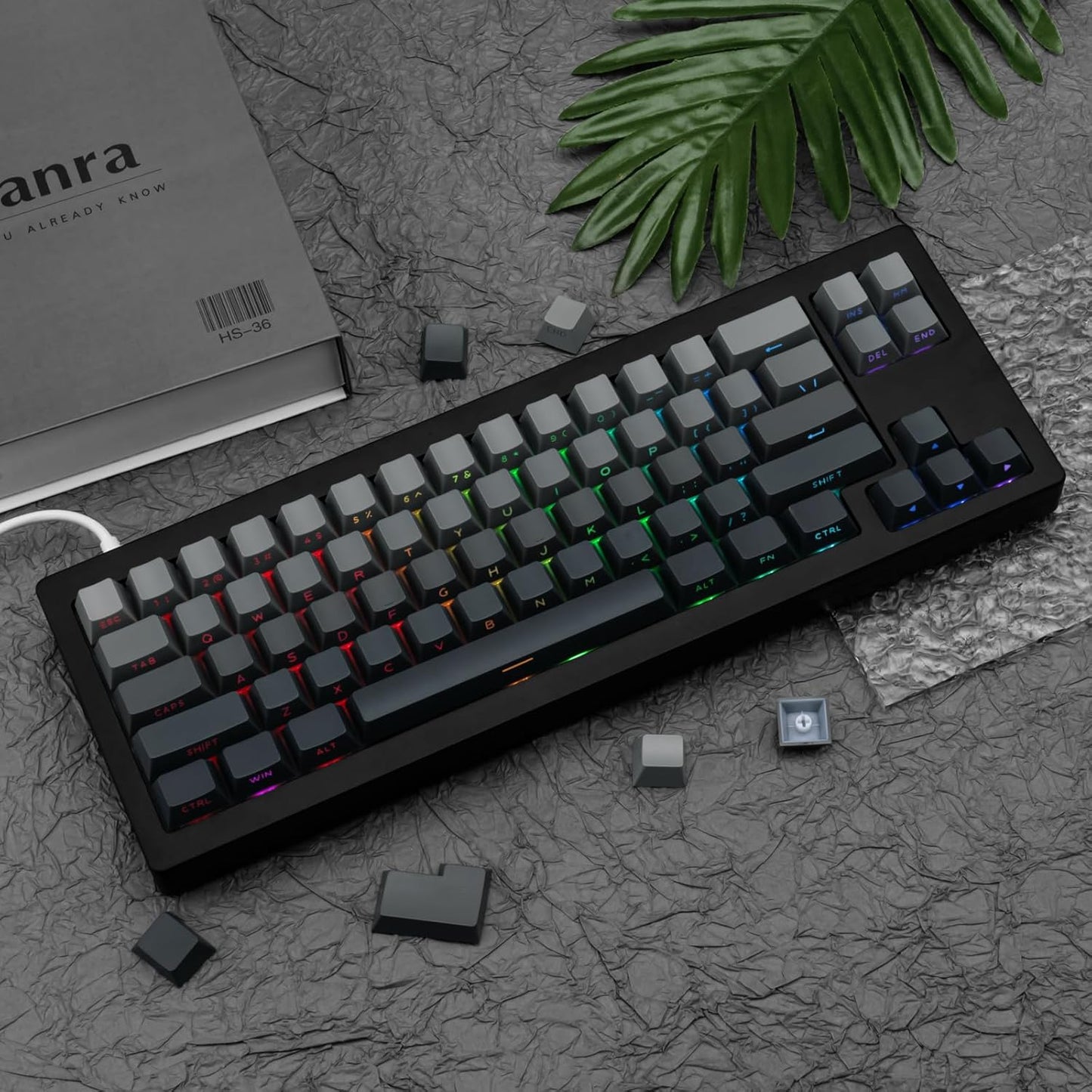 136 Keys Cherry Profile Shine Through PBT Keycaps Set, Pink Gradient Keycap Side Print, Double Shot PBT Key caps Cute, Backlit Custom White Keycaps for ANSI/ISO Layout Mechanical Keyboard