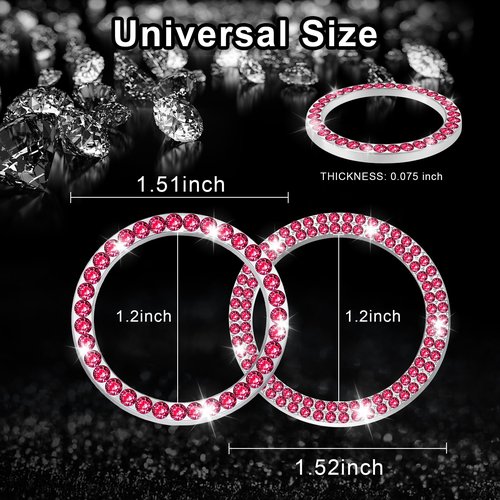 LivTee 2 PCS Crystal Combinatorial Rhinestone Car Engine Start Decoration Ring, Push to Start Button Cover Sticker, Bling Car Interior Accessories for Women, Automotive Decals, Red
