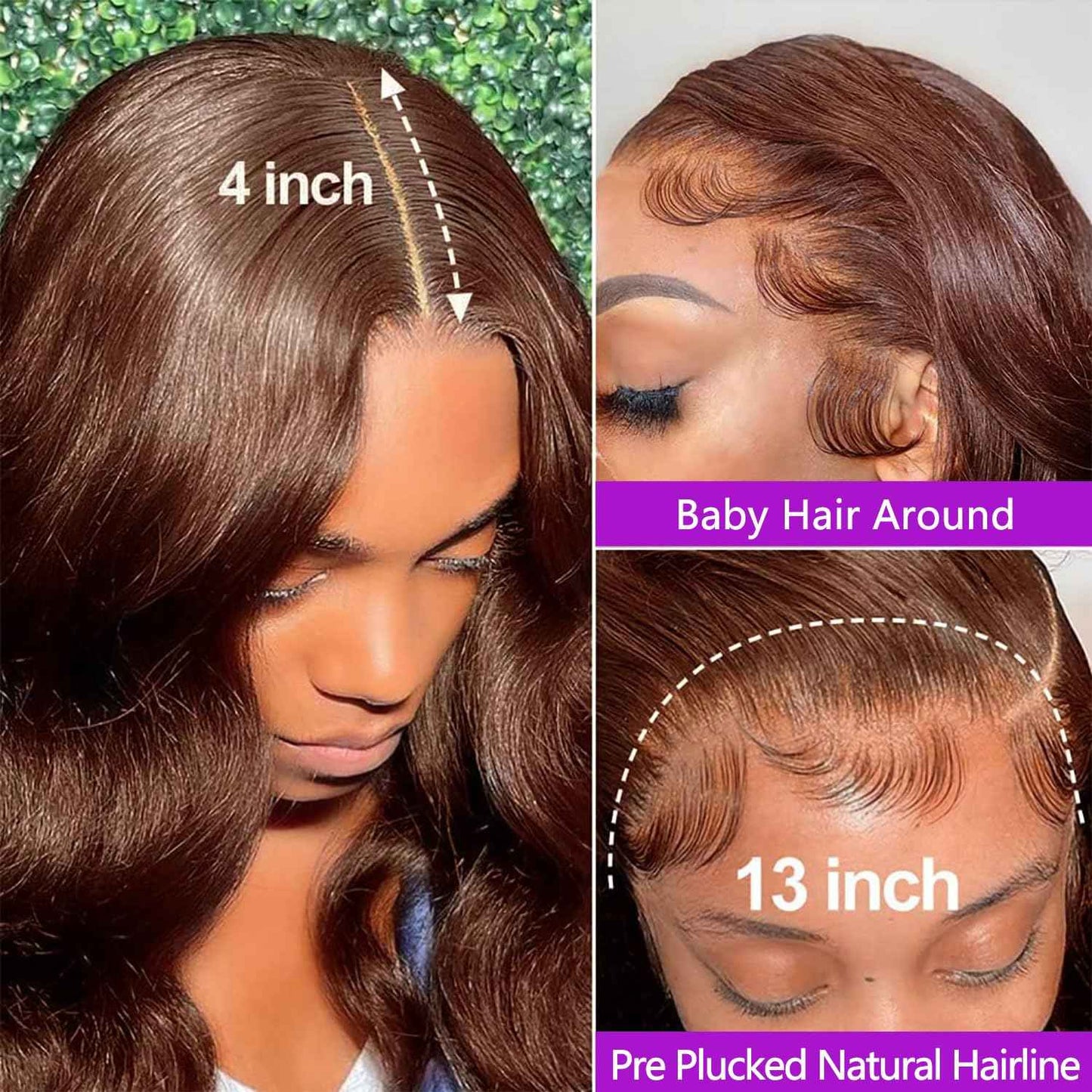32 Inch Chocolate Brown Lace Front Wig Human Hair HD 13x4 Body Wave Lace Wigs Human Hair Colored #4 Glueless Wigs Human Hair Pre Plucked With Baby Hair 200% Density #4 colored