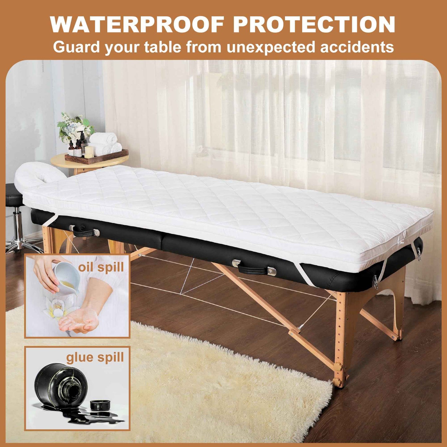 3.2 Inch Lash Bed Topper Set,Gel Memory Foam Massage Bed Topper, Waterproof Fluffy Pillow Top Cover for Spa Esthetician Wax,Includes White Massage Table Toppe & Face Rest Cover