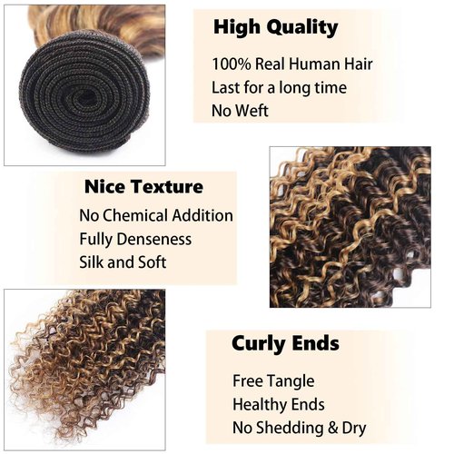 Habiliana Bundles Human Hair 24 26 28 Inch Jerry Curly Wave P4/27 Human Hair Bundles 11A Unprocessed Brazilian Virgin Quick Weave Hair Extensions for Black Women