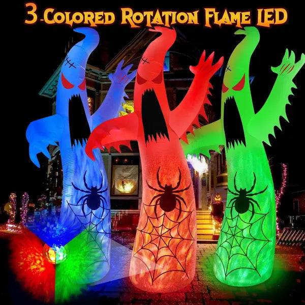 12FT Giant Ghost Halloween Inflatable with LED Flame Lights