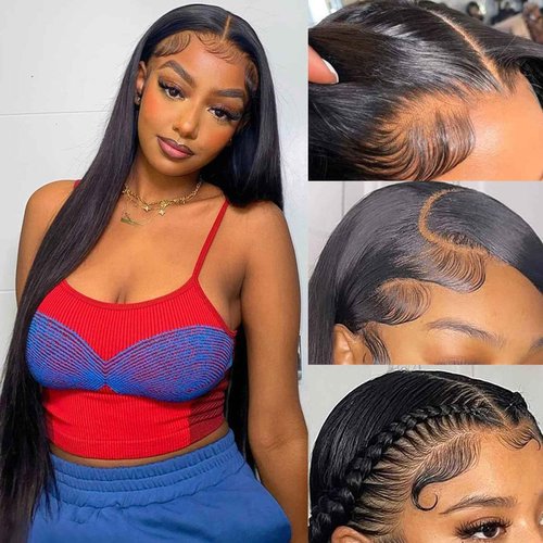 Straight Lace Front Wig Brazilian Human Hair 13x4 Lace Frontal Wig HD Transparent Pre Plucked With Baby Hair (26inch)