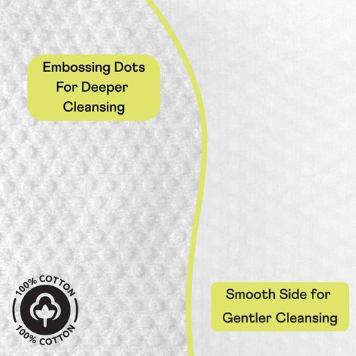 Swisspers Premium 100% Cotton Dry Facial Wipes - Hypoallergenic, Biodegradable Beauty Cloths with Dot Embossing - Vegan Makeup Remover Towelettes for Women & Men, 40 Count (Pack of 4)